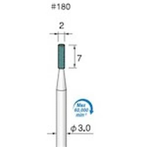 アルゴファイル 軸付グリーン砥石#180 Φ2X7