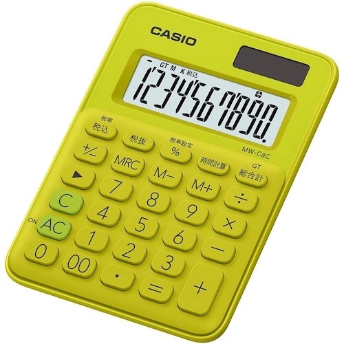 カシオ ミニミニジャスト型カラフル電卓 ライムグリ