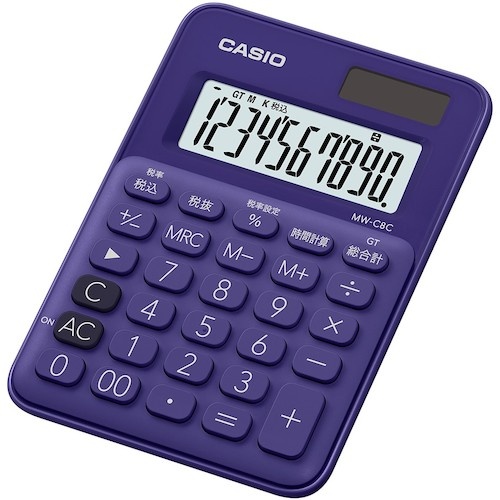 カシオ ミニミニジャスト型カラフル電卓 パープル