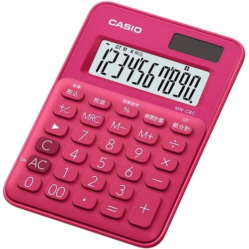 カシオ ミニミニジャスト型カラフル電卓 ビビッドピ