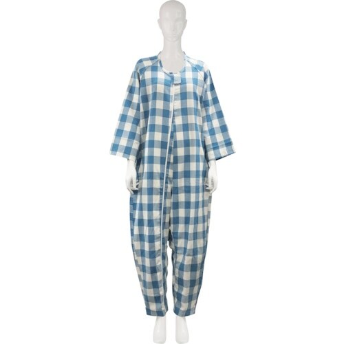 竹虎 フドーねまきB厚手 チェックブルー L