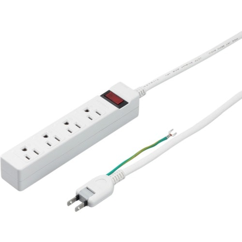 YAZAWA ブレーカー付3P4個口2mホワイト