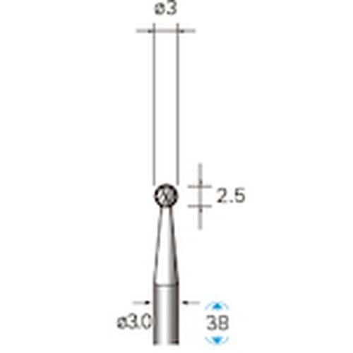 ナカニシ 超硬カッター 球型 φ3×2.5×軸φ3