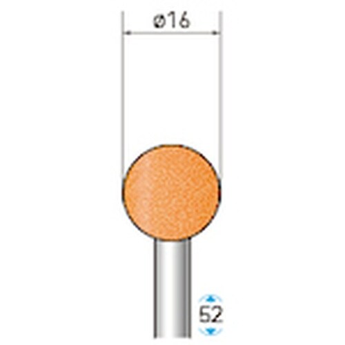 ナカニシ 軸付砥石 10本入 球型 φ16×軸φ6
