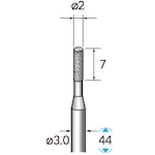 ナカニシ 天然ダイヤモンドバー 円筒型 φ2×7×