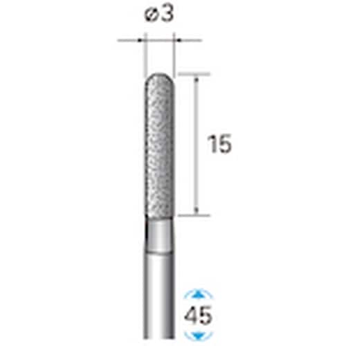 ナカニシ 天然ダイヤモンドバー 円筒先丸型 φ3×
