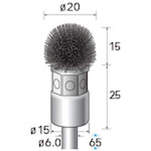 ナカニシ ステンレスブラシ 半丸 φ20×15×軸