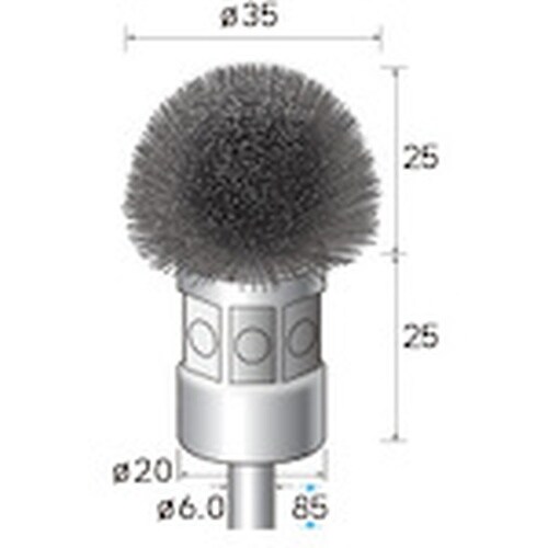 ナカニシ ステンレスブラシ 半丸 φ35×25×軸