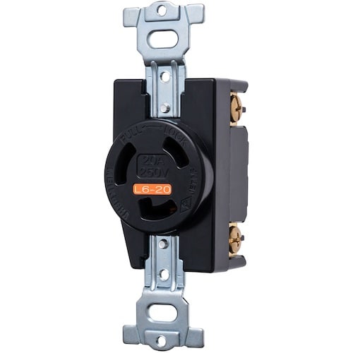 明工 接地2P 20A 引掛埋込コンセント(黒)