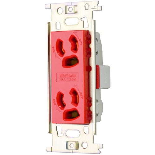 明工 ML抜け止め接地ダブルコンセント (赤)