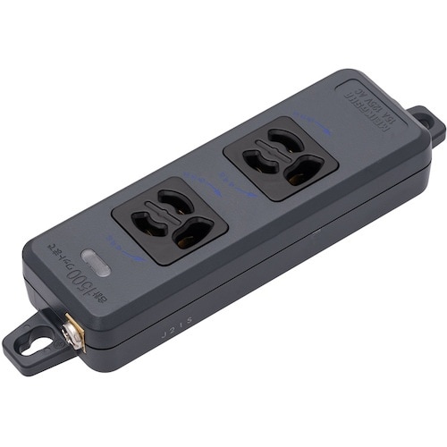 明工 横形OA抜止接地タップ2コロ 黒 ランプ マ