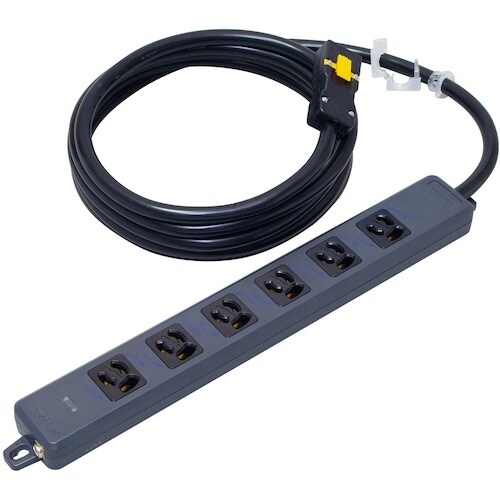 明工 横形OA用抜け止め接地タップ6コ口 ランプ、