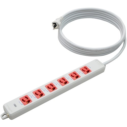 明工 横形OA用抜け止め接地タップ6コ口 ランプ、