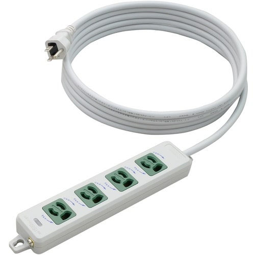 明工 横形OA用抜け止め接地タップ4コ口 ランプ、