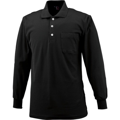 CHUSAN 長袖ポロシャツ(ポケットあり)クロ3