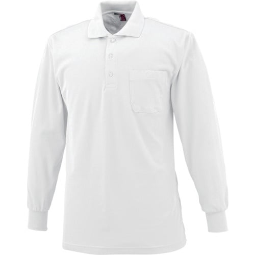 CHUSAN 長袖ポロシャツ(ポケットあり)シロL