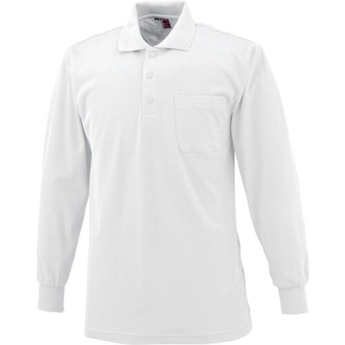 CHUSAN 長袖ポロシャツ(ポケットあり)シロL