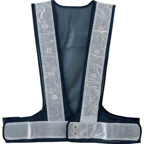 岡潮 青色LED点滅 反射ベスト/安全ベスト 紺×