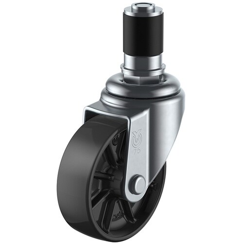 ユーエイ 差し込み式 自在 キャスター 黒ナイロン