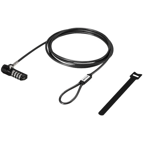 BUFFALO 4桁ダイヤル錠+ワイヤー付