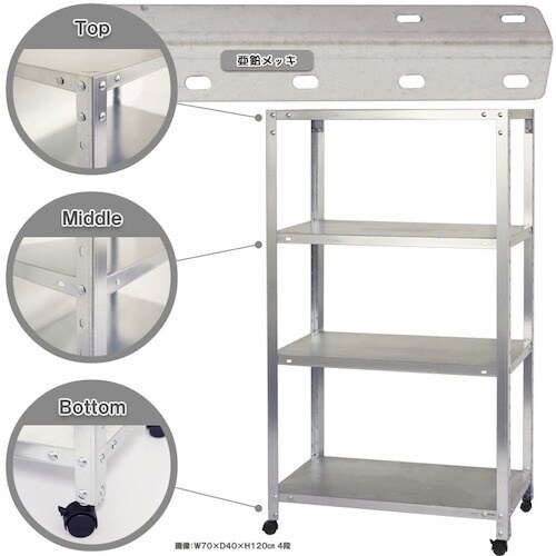 北島 ボルト式棚 キャスター付きタイプ 荷重80k