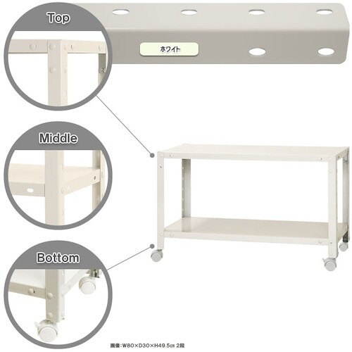 北島 ボルト式棚 キャスター付きタイプ 荷重80k
