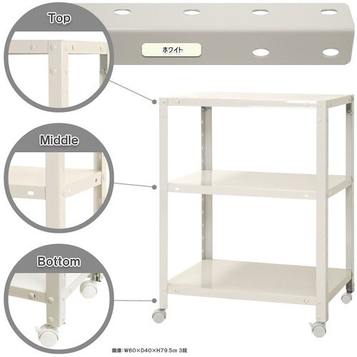 北島 ボルト式棚 キャスター付きタイプ 荷重80k