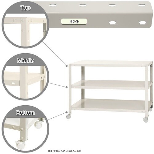 北島 ボルト式棚 キャスター付きタイプ 荷重80k