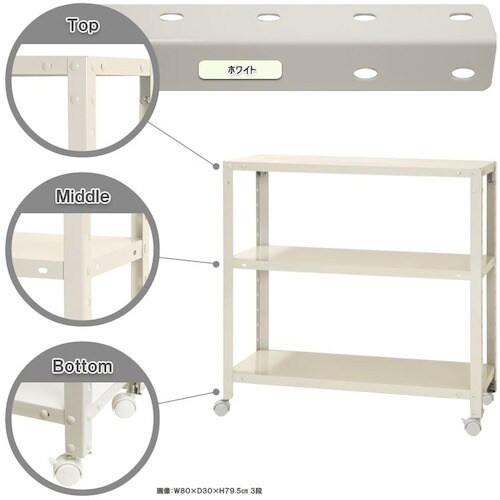 北島 ボルト式棚 キャスター付きタイプ 荷重80k
