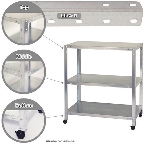 北島 ボルト式棚 キャスター付きタイプ 荷重80k