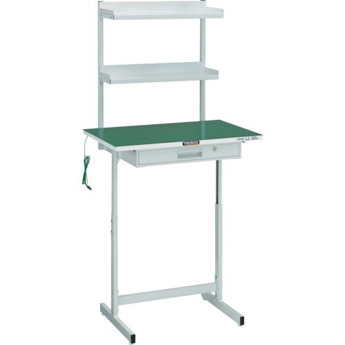 TRUSCO 導電マット張小型作業デスク 上棚付