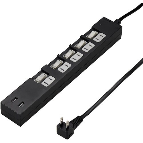 YAZAWA 個別スイッチ付5AC2USB3.4A
