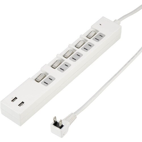 YAZAWA 個別スイッチ付5AC2USB3.4A