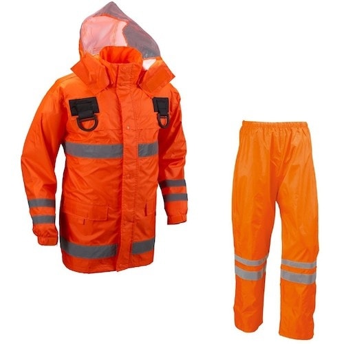 船橋 安全レインフルハーネス仕様 オレンジ 5Lサ