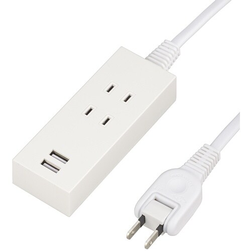 YAZAWA 2AC2USB2.1A1.5mホワイ