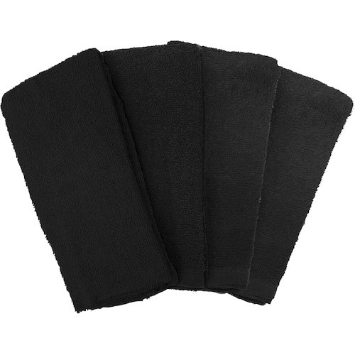 喜多 ロングタオル4枚組 ブラック No4810