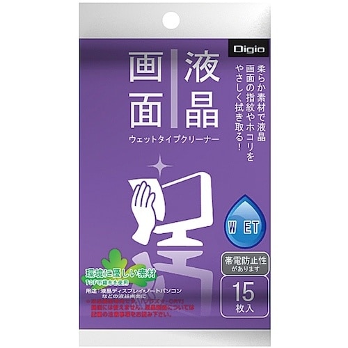 ナカバヤシ ウェットクリーナー/液晶/携帯/15枚
