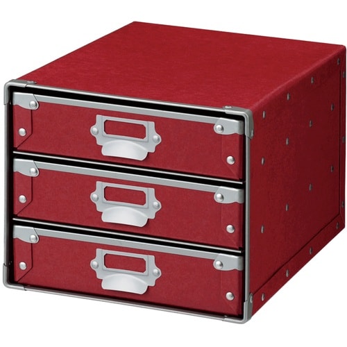 ナカバヤシ デスクトップケース タテ3段 レッド