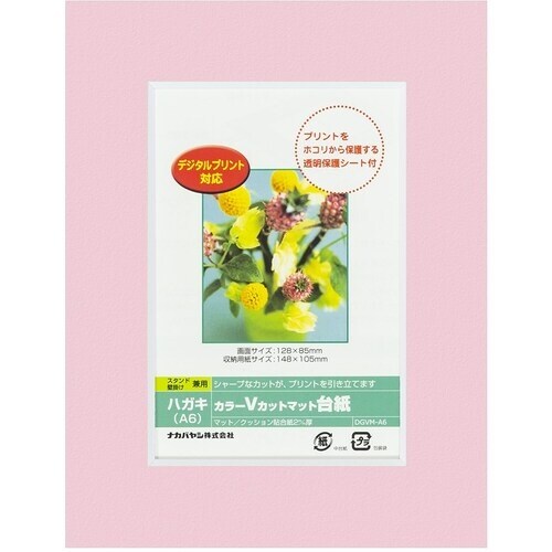 ナカバヤシ カラーVカット台紙A6判/ピンク/V