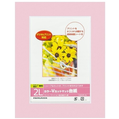 ナカバヤシ カラーVカット台紙2L判/ピンク/V