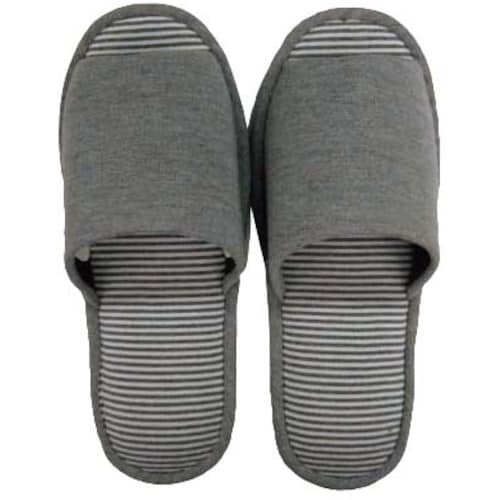 EBM メンズ外縫い ボーダースリッパ グレー T