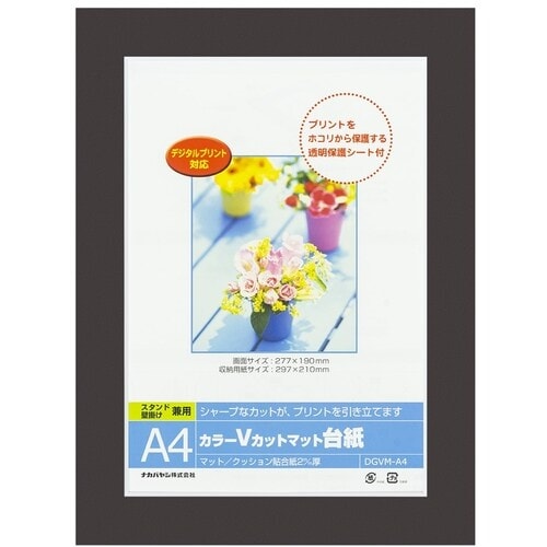 ナカバヤシ カラーVカット台紙A4判/ブラック