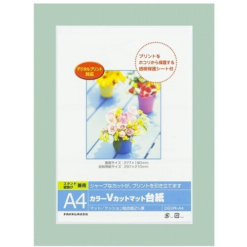 ナカバヤシ カラーVカット台紙A4判/グリーン/V