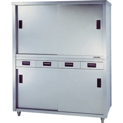 アズマ 上下二段式ステンレス保管庫 片面引出付15
