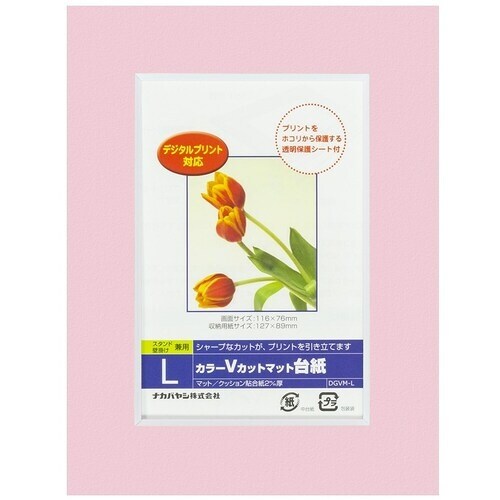 ナカバヤシ カラーVカット台紙L判/ピンク/V