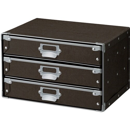 ナカバヤシ デスクトップケース ヨコ3段 ブラウン