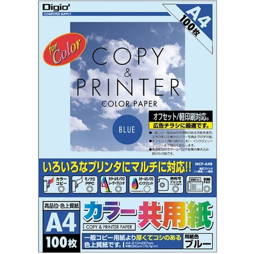 ナカバヤシ カラ−共用紙/A4/100枚/ブル−