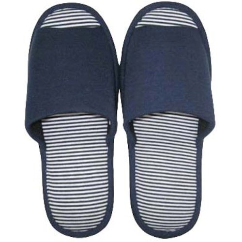 EBM メンズ外縫い ボーダースリッパ ネイビー