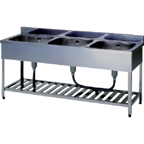 アズマ 三槽シンク(ホース付) 1200×450×