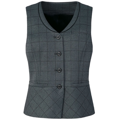 GROW ピケニット・ウィンドーペンベストグレー系